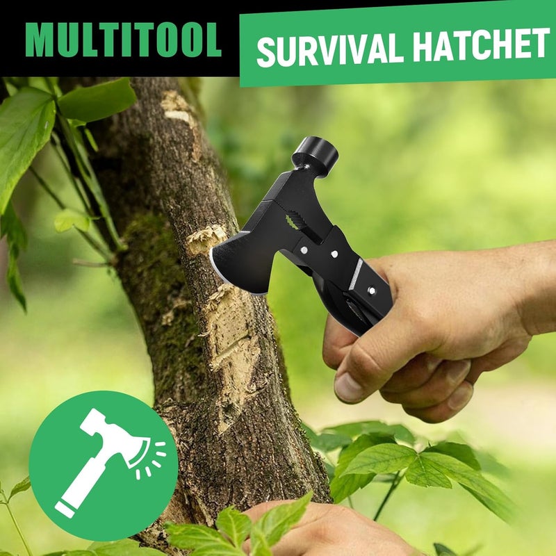 DETDLIB 15-in-1 Multitool Axe Hatchet, Birthday Gifts for Men, Essential for Camping, Hiking, Cool Gadget Valentines Day Gifts for Him, Men, Husband, Dad, Father, Mechanic, Women, Black - Image 4